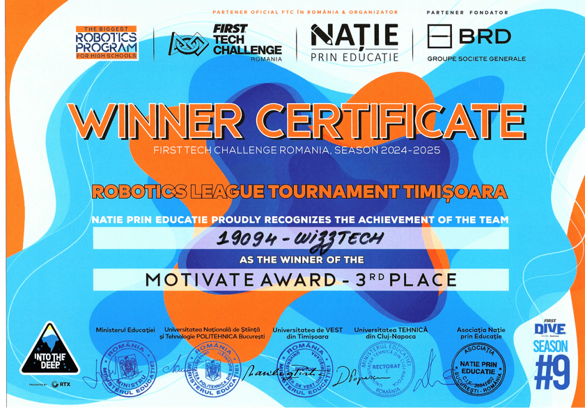 Diploma Motivate Award, locul III, 2025