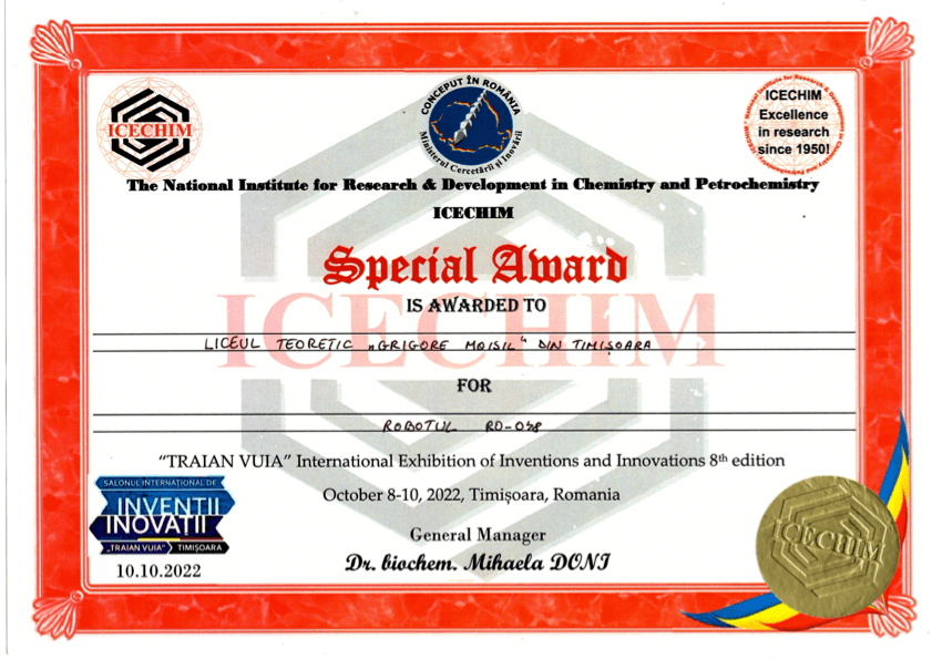 Special Award primit la Expoziția Traian Vuia